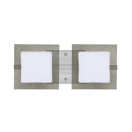 Besa Lighting Alex Vanity, Opal/Smoke, Satin Nickel Finish, 2x50W Halogen 2WS-7735SM-SN